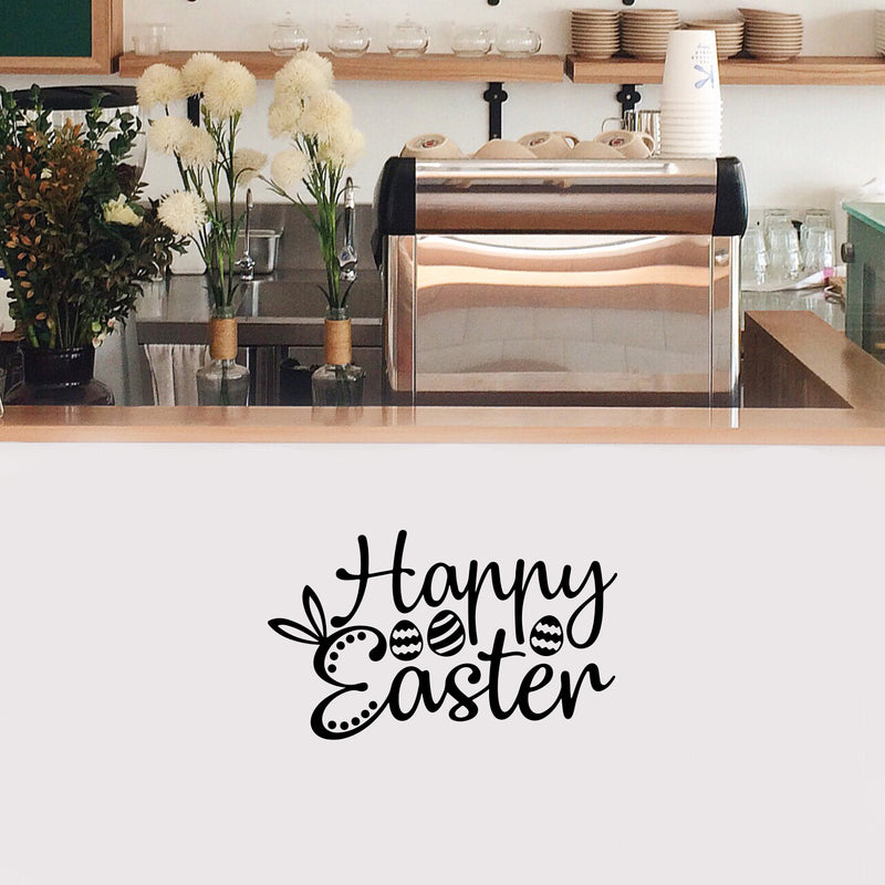 Vinyl Wall Art Decal - Happy Easter - Trendy Inspirational Lovely Season Quote Sticker For Home Kids Room Playroom Playground Classroom Daycare Living Room Decor 3