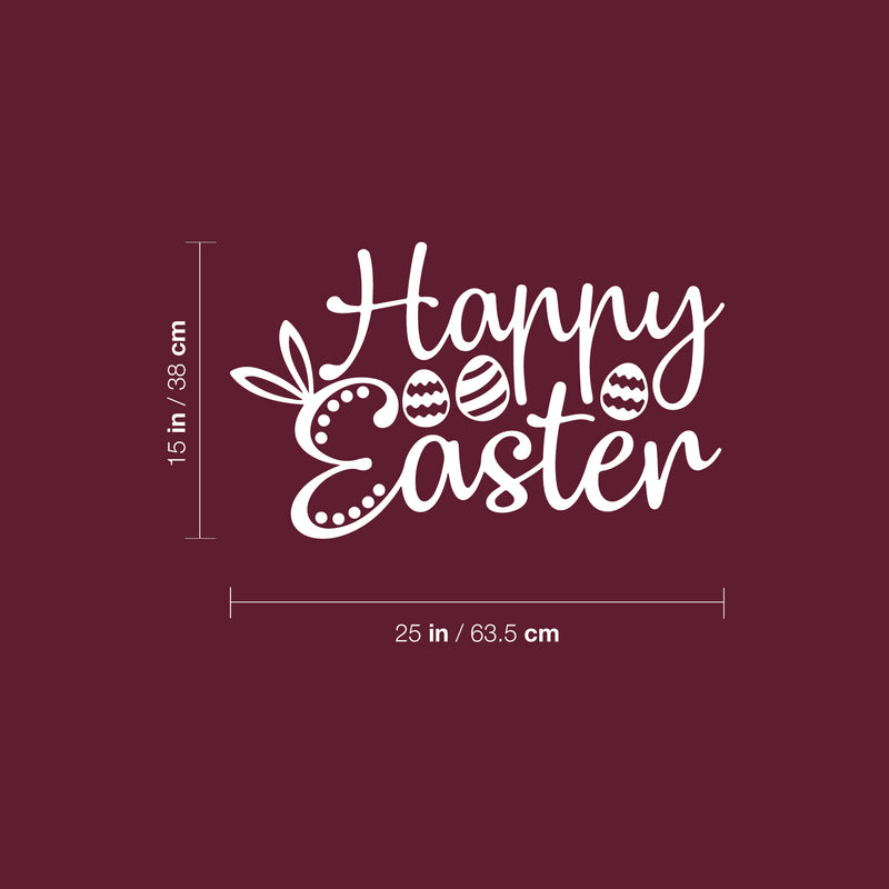Vinyl Wall Art Decal - Happy Easter - 15" x 25" - Trendy Inspirational Lovely Season Quote Sticker For Home Kids Room Playroom Playground Classroom Daycare Living Room Decor 4