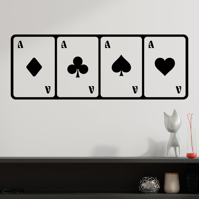 Vinyl Wall Art Decal - Four Cards - 13" x 35.5" - Modern Card Deck Design Sticker For Home Office Bedroom Living Room Games Casino Theme Party Store Decor 3