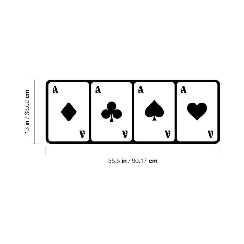 Vinyl Wall Art Decal - Four Cards - 13" x 35.5" - Modern Card Deck Design Sticker For Home Office Bedroom Living Room Games Casino Theme Party Store Decor 4