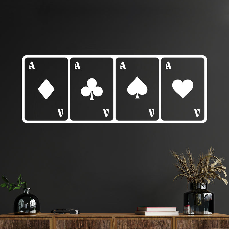 Vinyl Wall Art Decal - Four Cards - 13" x 35.5" - Modern Card Deck Design Sticker For Home Office Bedroom Living Room Games Casino Theme Party Store Decor 3