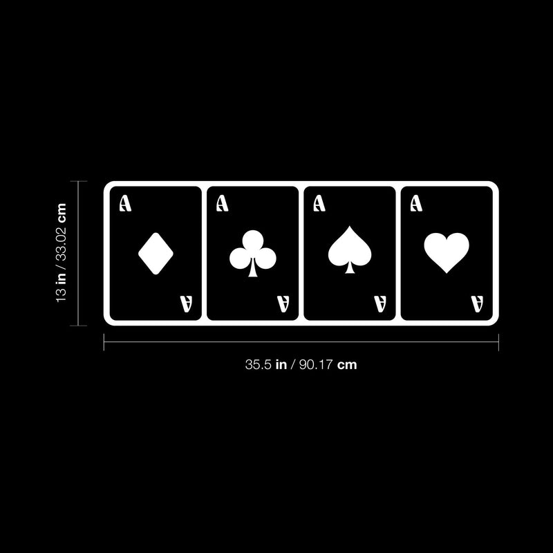 Vinyl Wall Art Decal - Four Cards - 13" x 35.5" - Modern Card Deck Design Sticker For Home Office Bedroom Living Room Games Casino Theme Party Store Decor 4