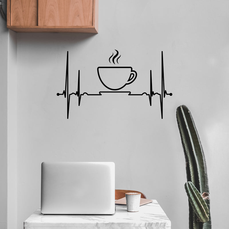 Vinyl Wall Art Decal - Coffee Pulse - Modern Inspirational Caffeine Lovers Quote Sticker For Home Office Kitchen Coffee Shop Restaurant Decor 3