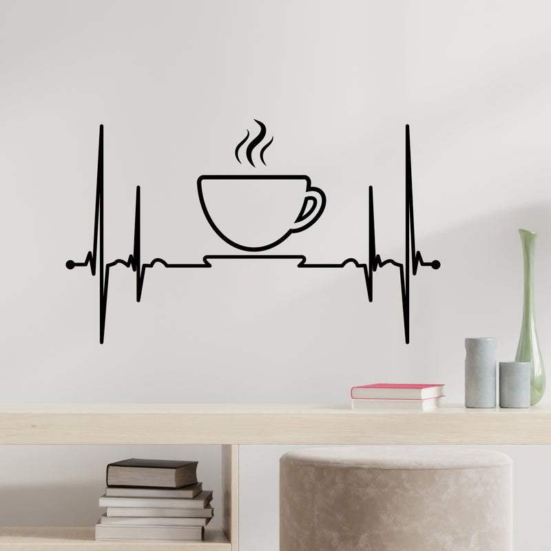 Vinyl Wall Art Decal - Coffee Pulse - Modern Inspirational Caffeine Lovers Quote Sticker For Home Office Kitchen Coffee Shop Restaurant Decor 2