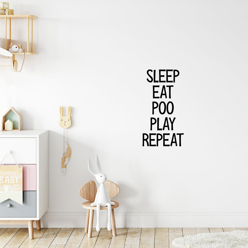 Vinyl Wall Art Decal - Eat Sleep Play Poop Repeat - Modern Inspirational Cute Quote Sticker For Children Bedroom Home Baby Nursery Daycare Kids Room Decor 2