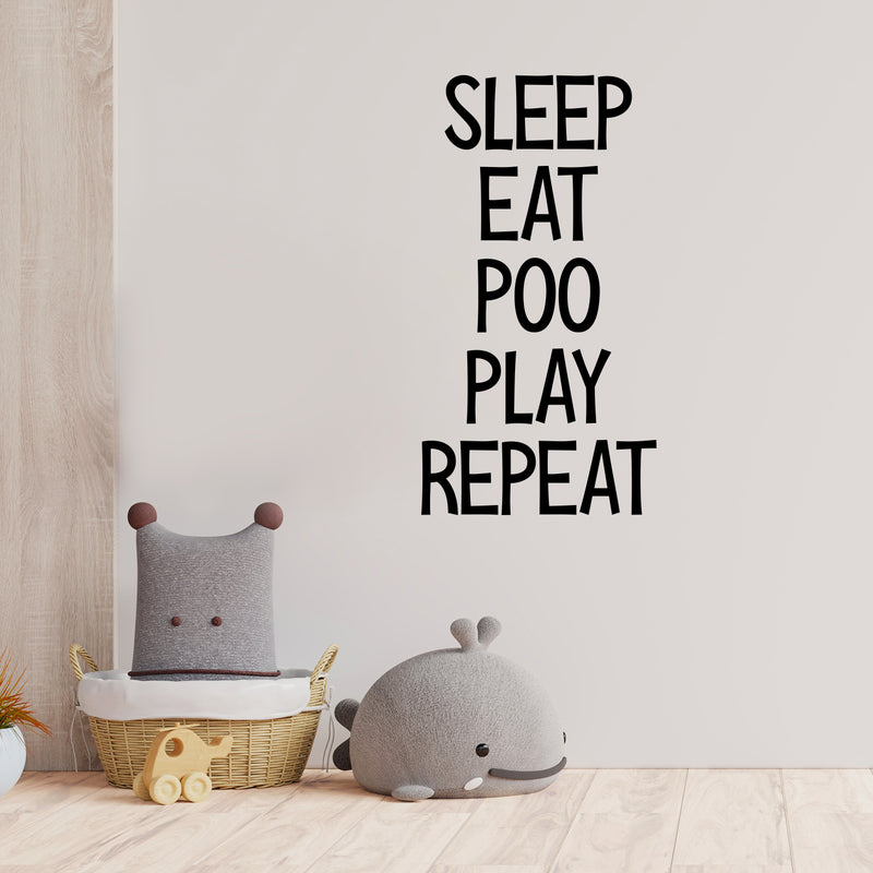 Vinyl Wall Art Decal - Eat Sleep Play Poop Repeat - Modern Inspirational Cute Quote Sticker For Children Bedroom Home Baby Nursery Daycare Kids Room Decor 3