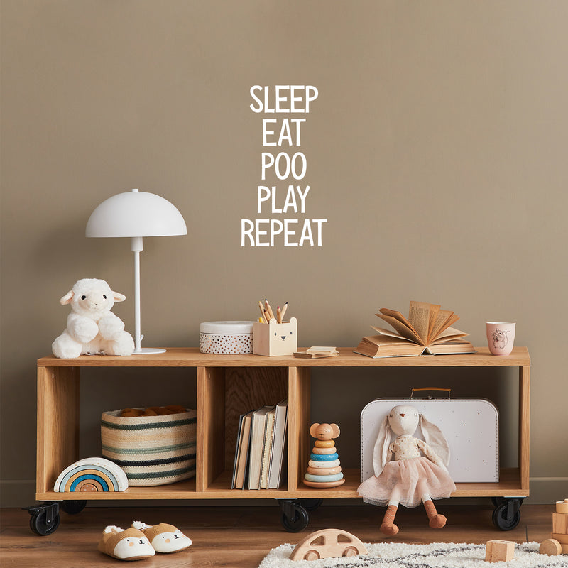 Vinyl Wall Art Decal - Eat Sleep Play Poop Repeat - 30" x 16" - Modern Inspirational Cute Quote Sticker For Children Bedroom Home Baby Nursery Daycare Kids Room Decor 2