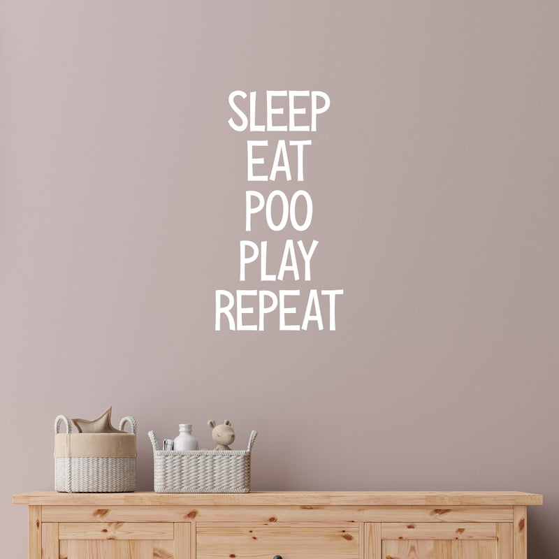 Vinyl Wall Art Decal - Eat Sleep Play Poop Repeat - 30" x 16" - Modern Inspirational Cute Quote Sticker For Children Bedroom Home Baby Nursery Daycare Kids Room Decor 3