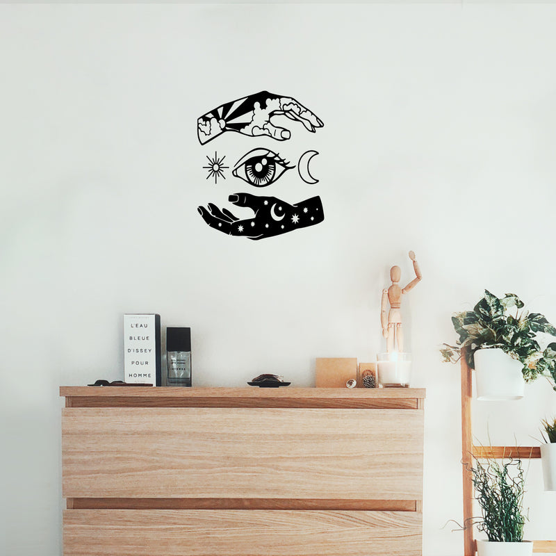 Vinyl Wall Art Decal - Mystically Day and Night - Modern Positive Inspiring Lovely Spiritual Design Sticker For Home Bedroom Closet Living Room Office Coffee Shop Storefront Decor 3