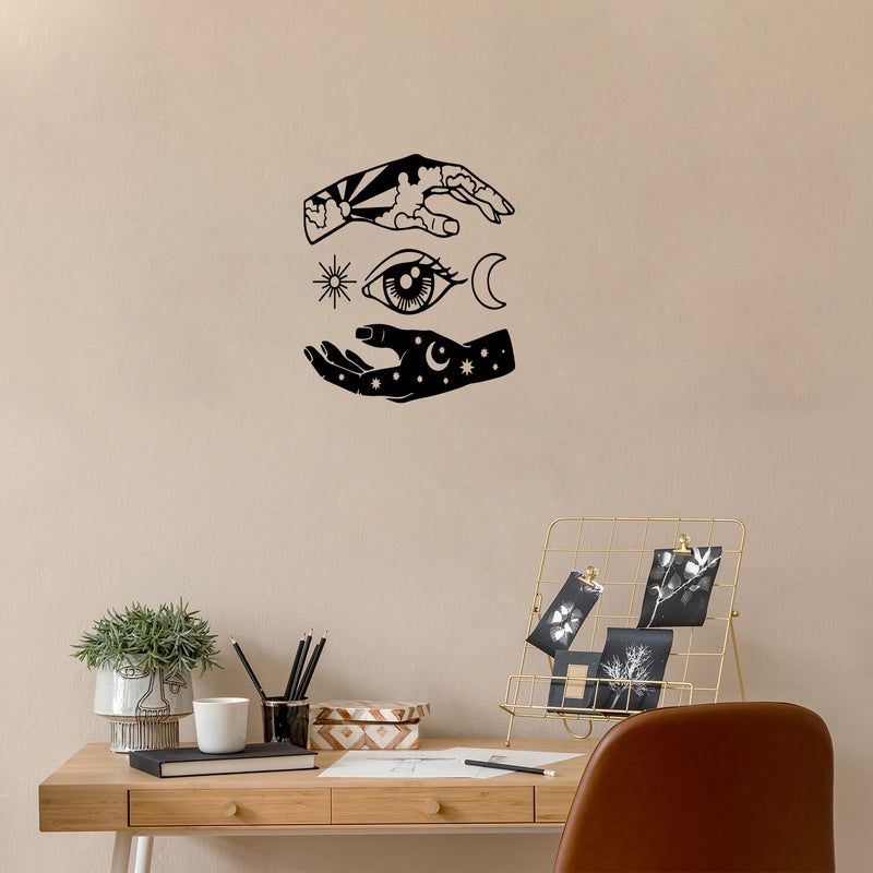 Vinyl Wall Art Decal - Mystically Day and Night - Modern Positive Inspiring Lovely Spiritual Design Sticker For Home Bedroom Closet Living Room Office Coffee Shop Storefront Decor 2