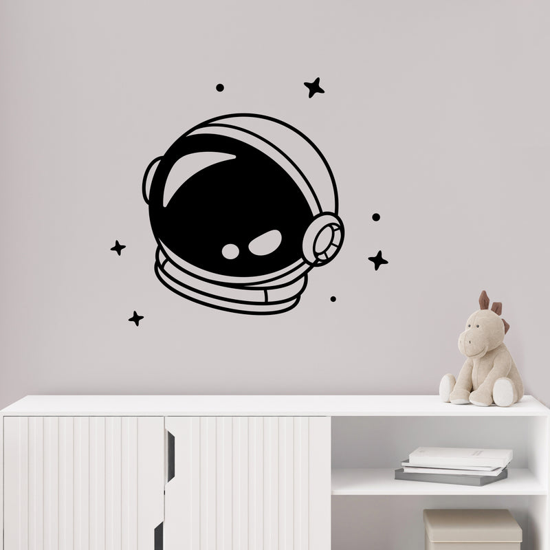 Vinyl Wall Art Decal - Astronaut Helmet - 13.5" x 15" - Trendy Fun Cool Design Stars Shape Sticker For Home Kids Room Playroom Playground Daycare Nursery Classroom School Decor 2