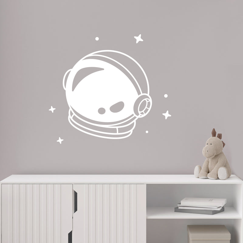 Vinyl Wall Art Decal - Astronaut Helmet - 13.5" x 15" - Trendy Fun Cool Design Stars Shape Sticker For Home Kids Room Playroom Playground Daycare Nursery Classroom School Decor 2