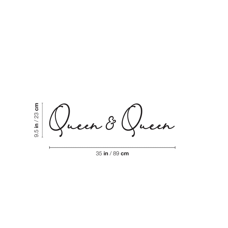 Vinyl Wall Art Decal - Queen & Queen Headboard - 35" x 9.5" - Married Couples Wedding Gift Girlfriends Home Bedroom Quote Sticker Living Room Lesbian Love Women LGBTQ Room Decor 4