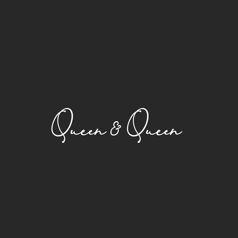 Vinyl Wall Art Decal - Queen & Queen Headboard - 35" x 9.5" - Married Couples Wedding Gift Girlfriends Home Bedroom Quote Sticker Living Room Lesbian Love Women LGBTQ Room Decor 1