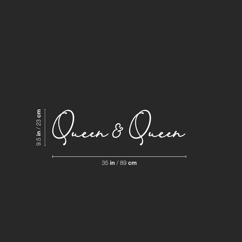 Vinyl Wall Art Decal - Queen & Queen Headboard - 35" x 9.5" - Married Couples Wedding Gift Girlfriends Home Bedroom Quote Sticker Living Room Lesbian Love Women LGBTQ Room Decor 4