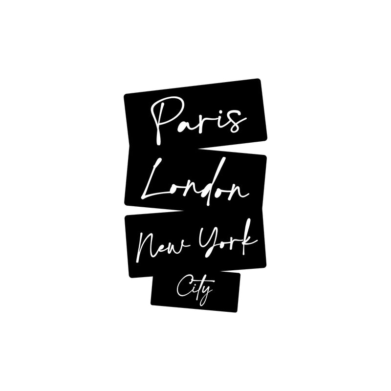 Vinyl Wall Art Decal - Paris London New York - - Modern Inspiring Positive Good Vibes Arrows Design Sticker For Travel Lovers Living Room Playroom Classroom School Office Decor 1