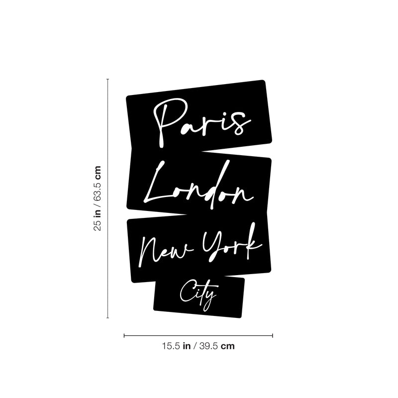 Vinyl Wall Art Decal - Paris London New York - 25" x 15.5" - Modern Inspiring Positive Good Vibes Arrows Design Sticker For Travel Lovers Living Room Playroom Classroom School Office Decor 4