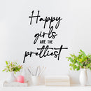 Vinyl Wall Art Decal - Happy Girls Are The Prettiest - 14" x 12" - Trendy Feminine Quote Sticker For Girls Home Office Bedroom Boutique Beauty Spa Saloon Decor 2