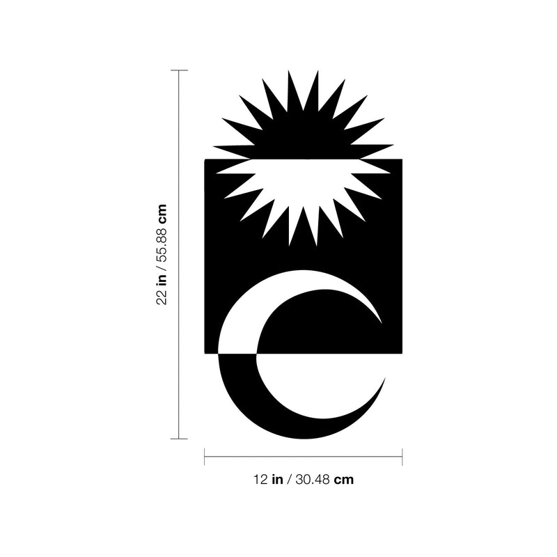 Vinyl Wall Art Decal - Moon And Sun Abstract - Trendy Minimalist Figures Design Sticker For Home Office Bedroom Mirror Living Room Store Fine Decor 4