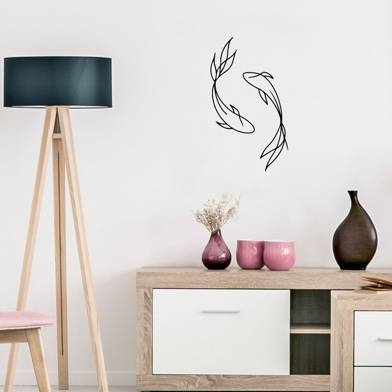 Vinyl Wall Art Decal - Koi Fish - 26" x 15" - Trendy Figure Minimalist Animal Design Sticker For Home Bedroom Mirror Living Room Work Office Window Decor 2
