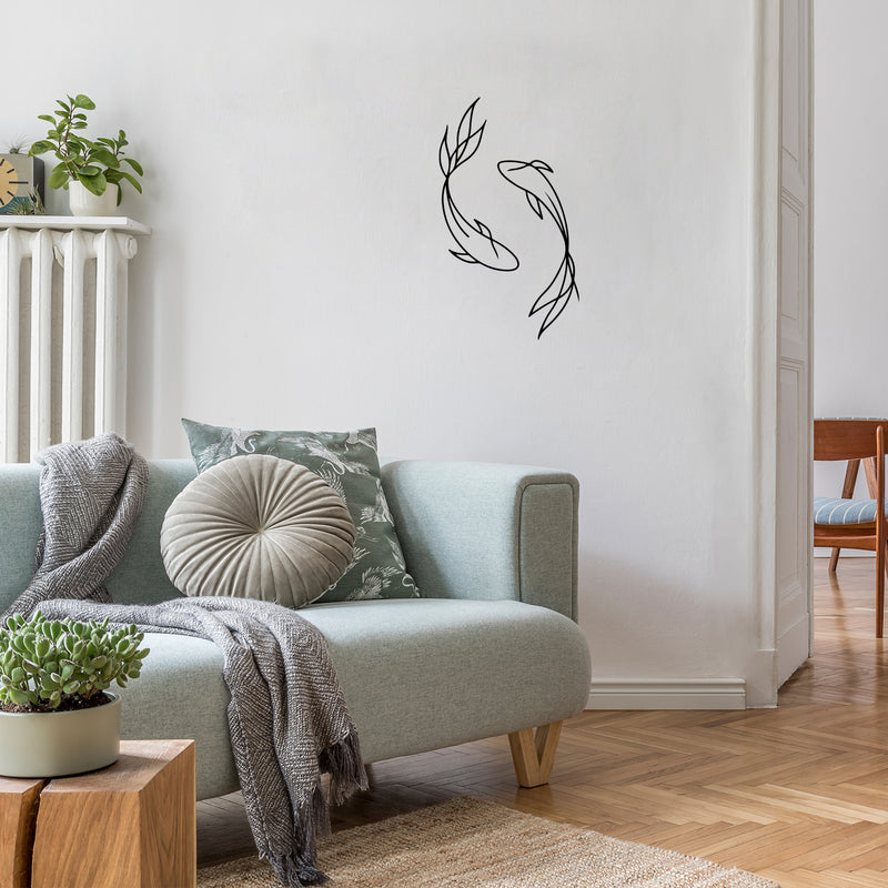 Vinyl Wall Art Decal - Koi Fish - 26" x 15" - Trendy Figure Minimalist Animal Design Sticker For Home Bedroom Mirror Living Room Work Office Window Decor 3