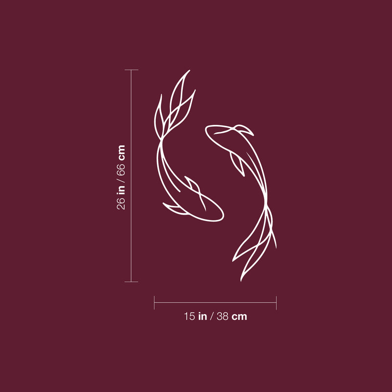 Vinyl Wall Art Decal - Koi Fish - 26" x 15" - Trendy Figure Minimalist Animal Design Sticker For Home Bedroom Mirror Living Room Work Office Window Decor 4