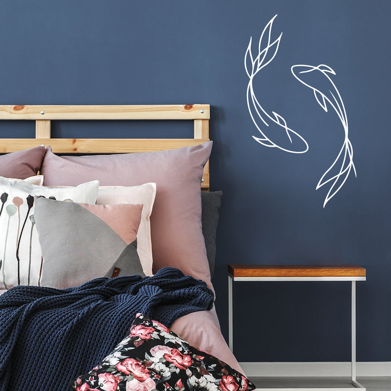 Vinyl Wall Art Decal - Koi Fish - 26" x 15" - Trendy Figure Minimalist Animal Design Sticker For Home Bedroom Mirror Living Room Work Office Window Decor 3