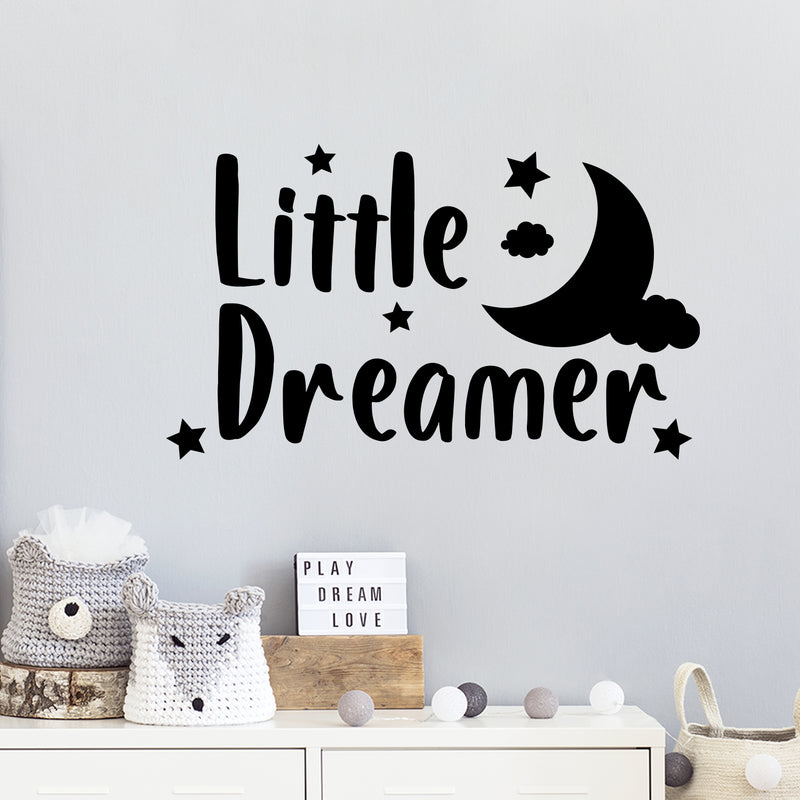 Vinyl Wall Art Decal - Little Dreamer - Modern Inspirational Cute Moon Stars Design Sticker For Children Bedroom Home Baby Nursery Daycare Kids Room Decor 3