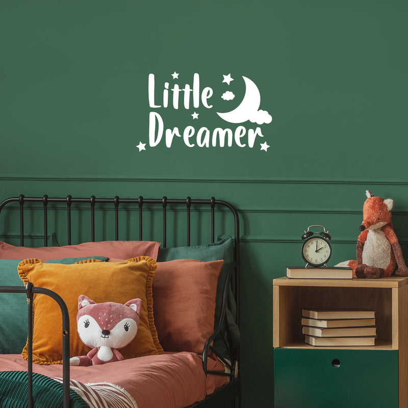 Vinyl Wall Art Decal - Little Dreamer - 8" x 14" - Modern Inspirational Cute Moon Stars Design Sticker For Children Bedroom Home Baby Nursery Daycare Kids Room Decor 2