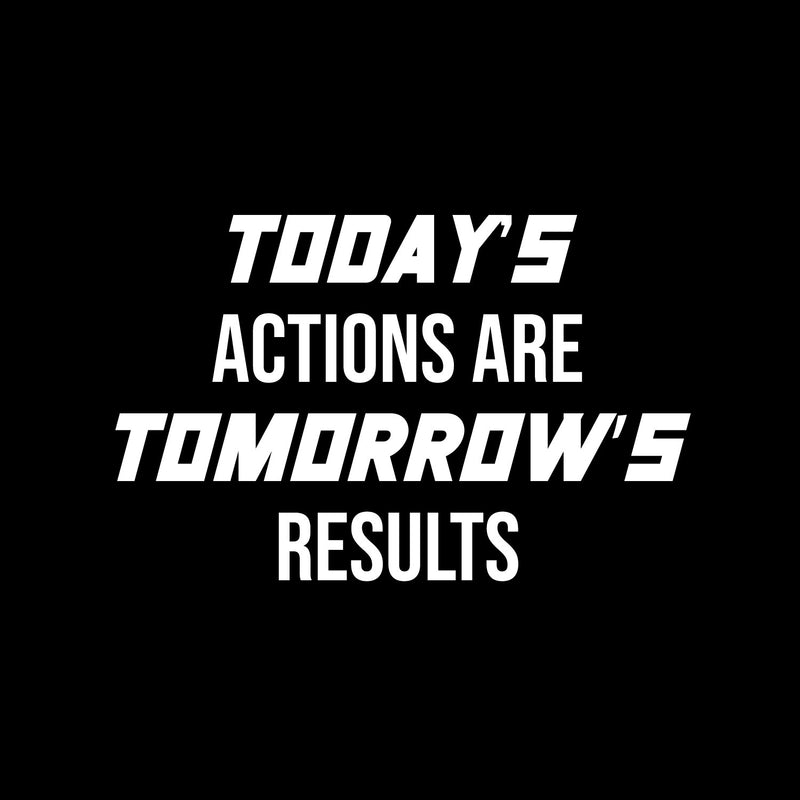 Vinyl Wall Art Decal - Today's Actions Are Tomorrow's Results - 10.5" x 16.5" - Trendy Positive Quote Sticker For Office Home Workout Room Gym Center Fitness Lifestyle Decor 1