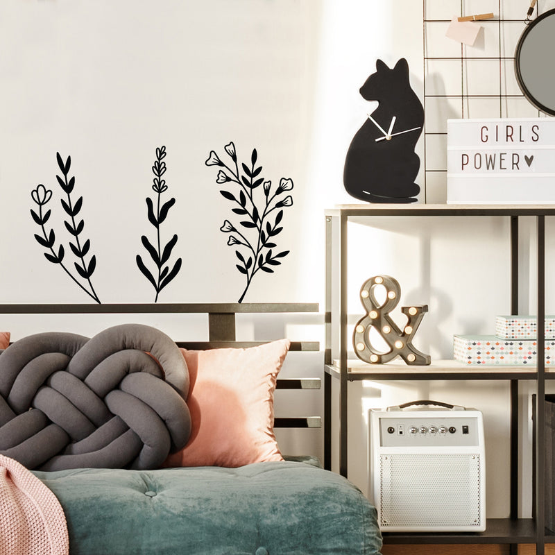 Vinyl Wall Art Decal - Flowers Outline - 45.5" x 18.5" - Trendy Inspirational Plant Design Sticker For Home Office Bedroom Living Room Indoor Garden Patio Decor 3