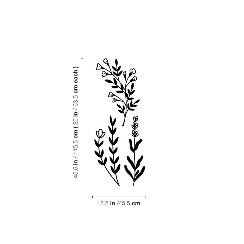 Vinyl Wall Art Decal - Flowers Outline - 45.5" x 18.5" - Trendy Inspirational Plant Design Sticker For Home Office Bedroom Living Room Indoor Garden Patio Decor 1