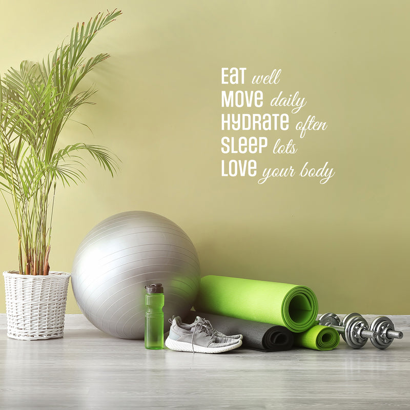 Vinyl Wall Art Decal - Eat Well Move Daily Hydrate Often - - Trendy Motivating Positive Healthy Quote Sticker For Office Yoga CrossFit Center Gym Fitness Lifestyle Decor 5