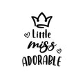 Vinyl Wall Art Decal - Little Miss Adorable - 19. Cute Modern Inspirational Quote Crown Design Sticker For Home Girl Bedroom Playroom Nursery Daycare Baby Room Decor 1