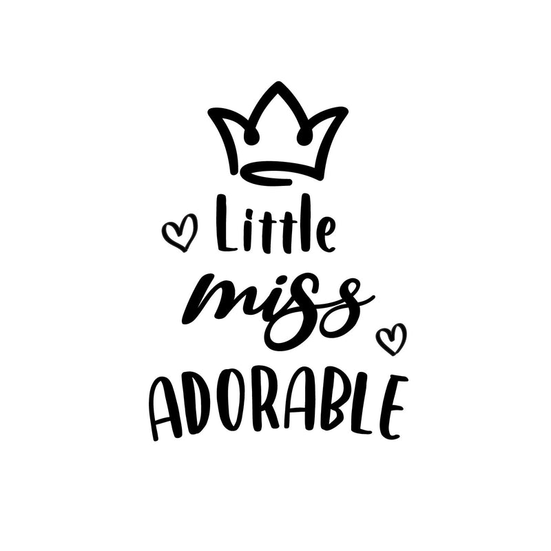 Vinyl Wall Art Decal - Little Miss Adorable - 19.5" x 14" - Cute Modern Inspirational Quote Crown Design Sticker For Home Girl Bedroom Playroom Nursery Daycare Baby Room Decor 1