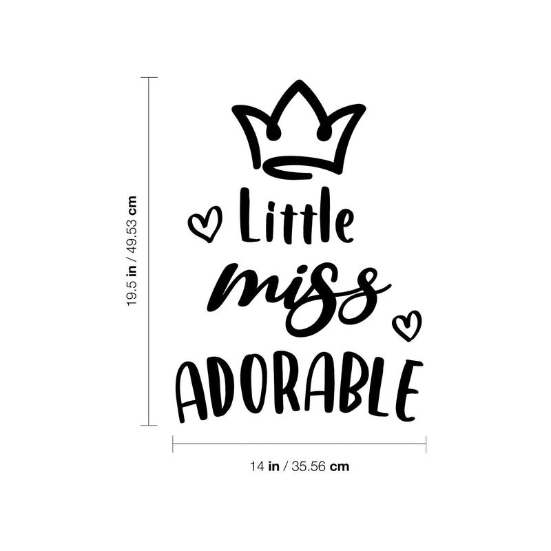 Vinyl Wall Art Decal - Little Miss Adorable - 19.5" x 14" - Cute Modern Inspirational Quote Crown Design Sticker For Home Girl Bedroom Playroom Nursery Daycare Baby Room Decor 4