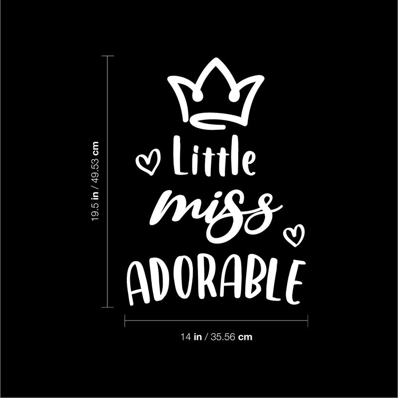 Vinyl Wall Art Decal - Little Miss Adorable - 19.5" x 14" - Cute Modern Inspirational Quote Crown Design Sticker For Home Girl Bedroom Playroom Nursery Daycare Baby Room Decor 4
