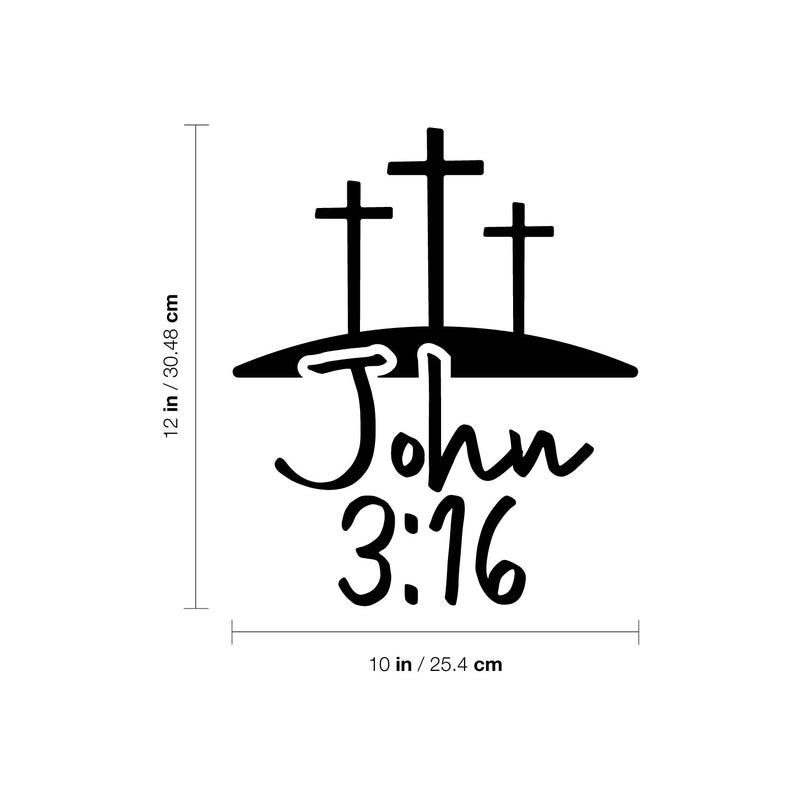 Vinyl Wall Art Decal - John 3:16 - 12" x 10" - Modern Inspirational Spiritual Religious Quote Cross Design Sticker For Home Office Church Living Room Bedroom Decor 4