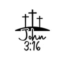 Vinyl Wall Art Decal - John 3:16 - 12" x 10" - Modern Inspirational Spiritual Religious Quote Cross Design Sticker For Home Office Church Living Room Bedroom Decor 1
