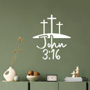 Vinyl Wall Art Decal - John 3:16 - 12" x 10" - Modern Inspirational Spiritual Religious Quote Cross Design Sticker For Home Office Church Living Room Bedroom Decor 2