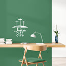 Vinyl Wall Art Decal - John 3:16 - 12" x 10" - Modern Inspirational Spiritual Religious Quote Cross Design Sticker For Home Office Church Living Room Bedroom Decor 3