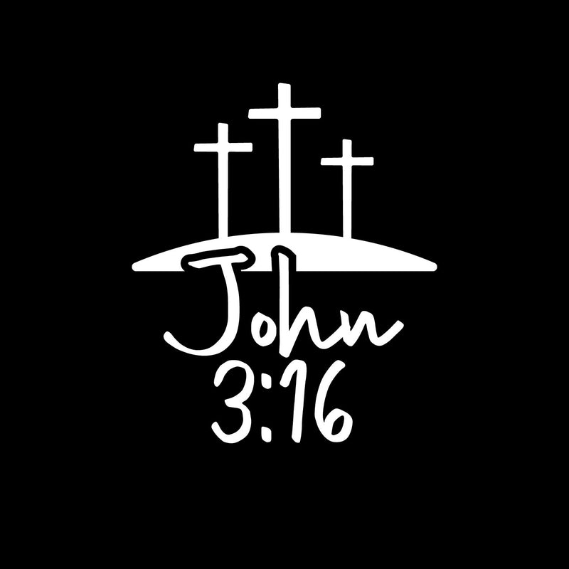 Vinyl Wall Art Decal - John 3:16 - 12" x 10" - Modern Inspirational Spiritual Religious Quote Cross Design Sticker For Home Office Church Living Room Bedroom Decor 1