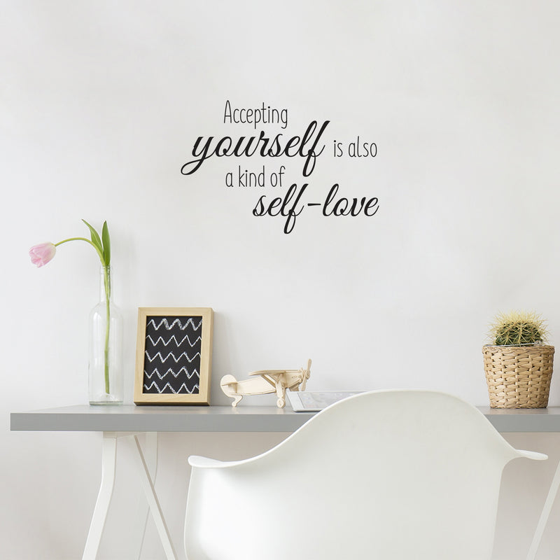 Vinyl Wall Art Decal - Accepting Yourself - 13.5" x 20" - Inspiring Lovely Positive Self Esteem Quote Sticker For Home Bedroom Closet Living Room Coffee Shop Office Decor 3