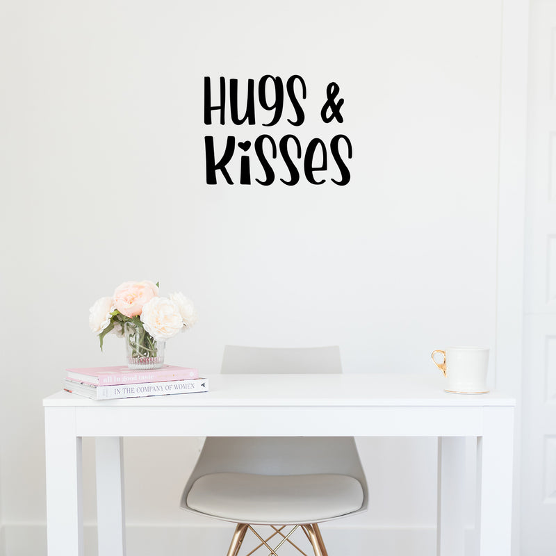 Vinyl Wall Art Decal - Hugs And Kisses - 15" x 20" - Modern Inspirational Quote Sticker For Couples Home Office Boyfriend Girlfriend Bedroom Valentine's Day Decor 2