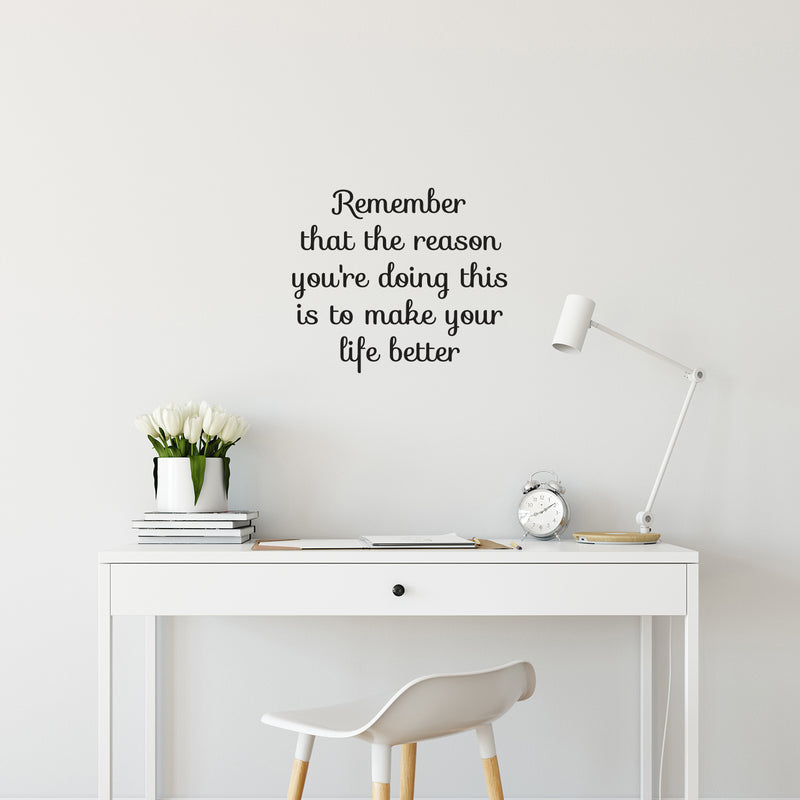 Vinyl Wall Art Decal - Remember That The Reason You're Doing This - Trendy Motivational Self Love Quote Sticker For Home Bedroom Therapy Office Decor 2