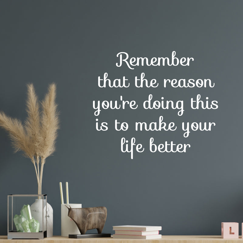 Vinyl Wall Art Decal - Remember That The Reason You're Doing This - 17" x 20" -  Trendy Motivational Self Love Quote Sticker For Home Bedroom Therapy Office Decor 2