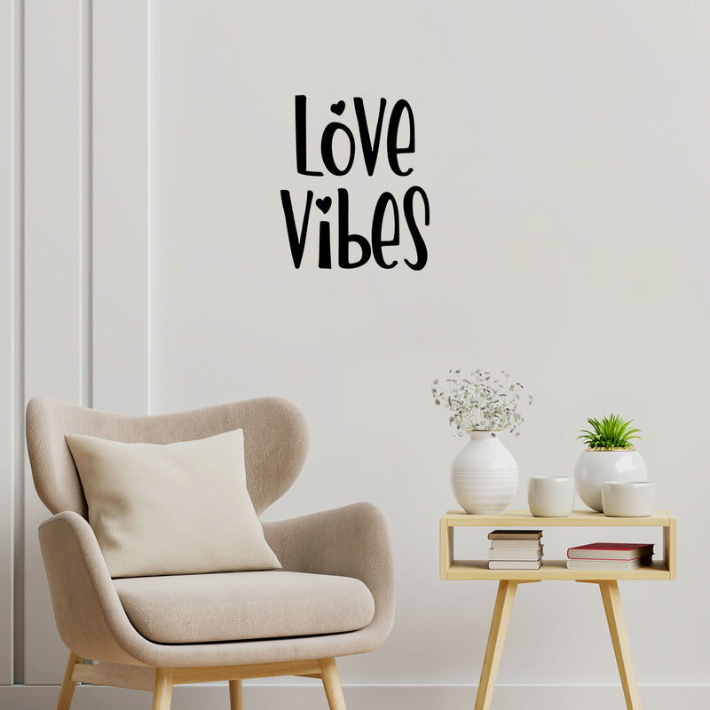 Vinyl Wall Art Decal - Love Vibes - 20" x 17" -  Modern Lovely Quote Heart Design Sticker For Couples Home Office Boyfriend Girlfriend Bedroom Mirror Valentine's Day Decor 2