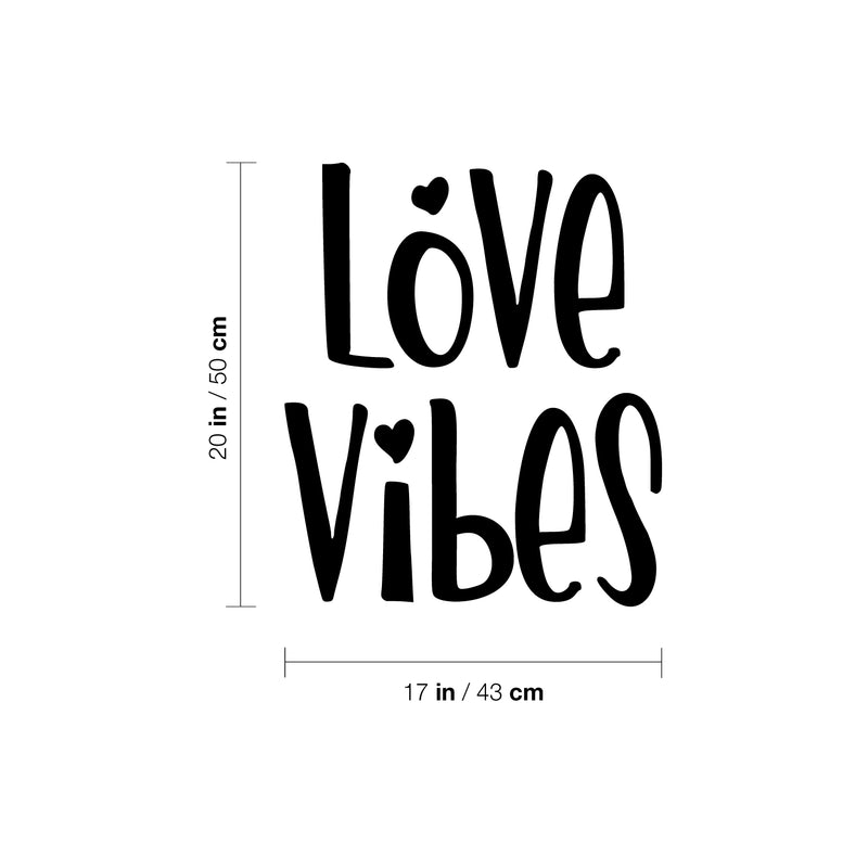 Vinyl Wall Art Decal - Love Vibes - 20" x 17" -  Modern Lovely Quote Heart Design Sticker For Couples Home Office Boyfriend Girlfriend Bedroom Mirror Valentine's Day Decor 4