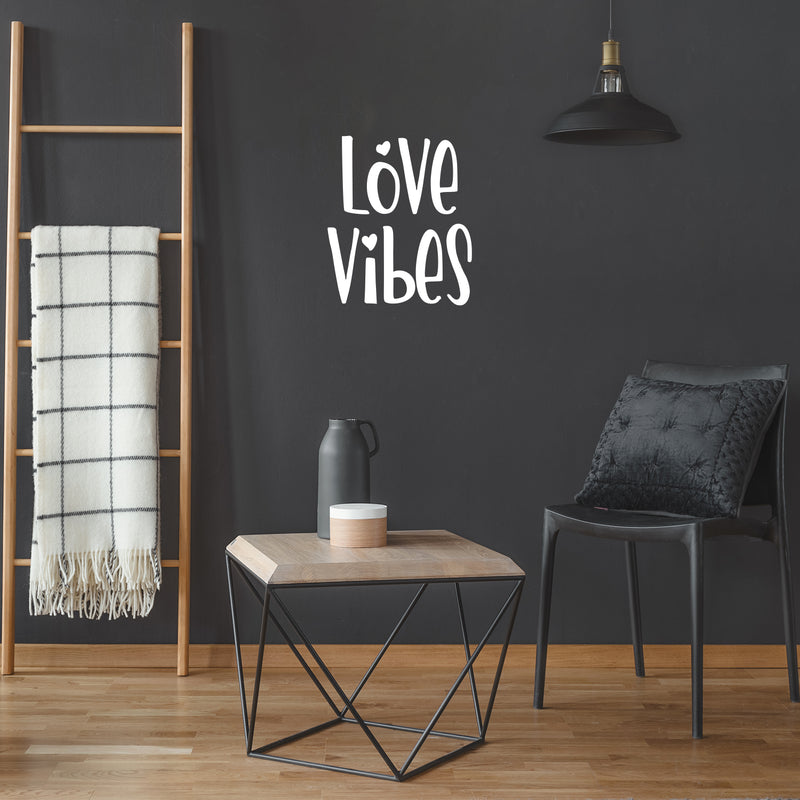 Vinyl Wall Art Decal - Love Vibes - 20" x 17" -  Modern Lovely Quote Heart Design Sticker For Couples Home Office Boyfriend Girlfriend Bedroom Mirror Valentine's Day Decor 2