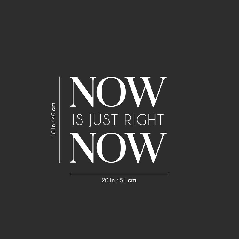 Vinyl Wall Art Decal - Now Is Just Right Now - 18" x 20" - Modern Inspirational Optimistic Quote Sticker For Home Office Bedroom Closet Living Room Decor 4